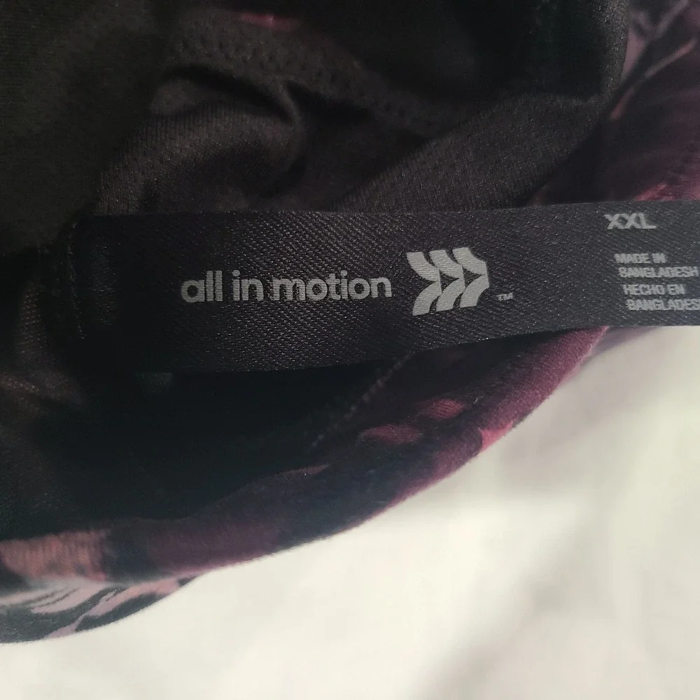 All in Motion XXL Plum Floral Camo Strappy Ladder Back Sports Bra F315139